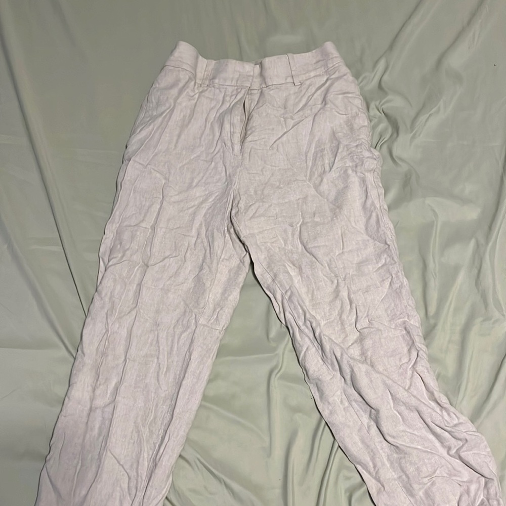 Straight leg linen trousers
